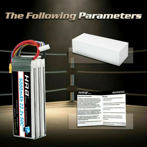 2pcs HRB 6S 22.2V 5000mah 100C Lipo Battery XT90 Plug Soft Case for Heli Drone - Picture 4 of 4