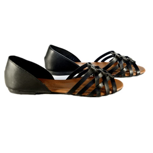 Nuevas Sandalias Planas de Verano Gladiador con Correas Negras, Bronceado #182 - Imagen 3 de 8