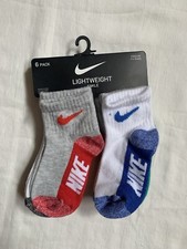 NIKE UNISEX LIGHTWEIGHT ANKLE SOCKS MULTICOLOR KIDS 2-4 YRS 6 PAIRS NN0659-U10