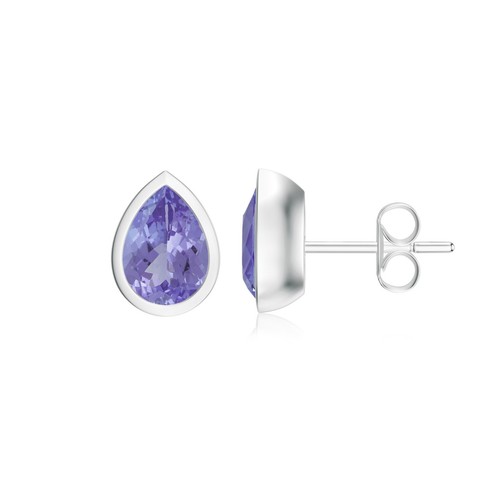 Pear Cut Natural Gemstone Stud Earring For Women Gift | Bezel Set in 14k Gold - Picture 10 of 121