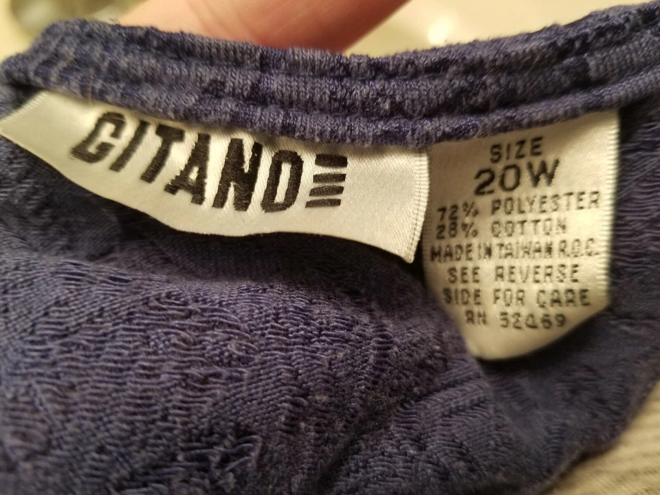 Camisa Top Blusa Gitano Mujer Talla 20W Azul Floral Rayas Foto 2 de 4