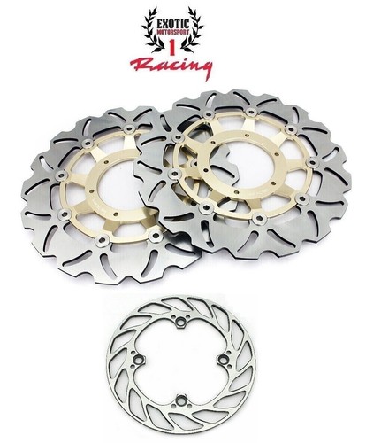 Front Rear Brake Disc Rotors & Brake Pads For Honda CBR 600 RR 2006-2017 Gold - Picture 2 of 11