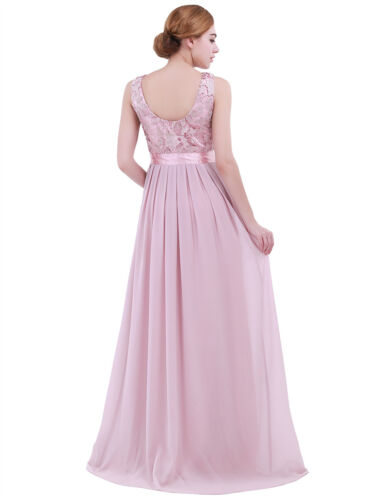 AU Women Long Gown Chiffon Prom Evening Party Bridesmaid Wedding Maxi Dress - Picture 32 of 45