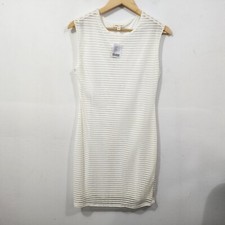 Silence + Noise x Urban Outfitters White Shadow Striped Midi Dress NWT Size M