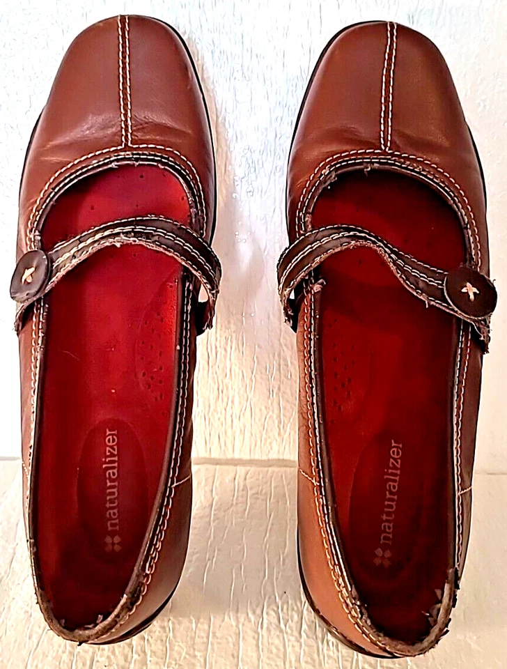 Naturalizer Shoes 7 1/2 M Womens Calva Mary Jane Oxford Brown Cushion Close Toe - Image 2 of 4