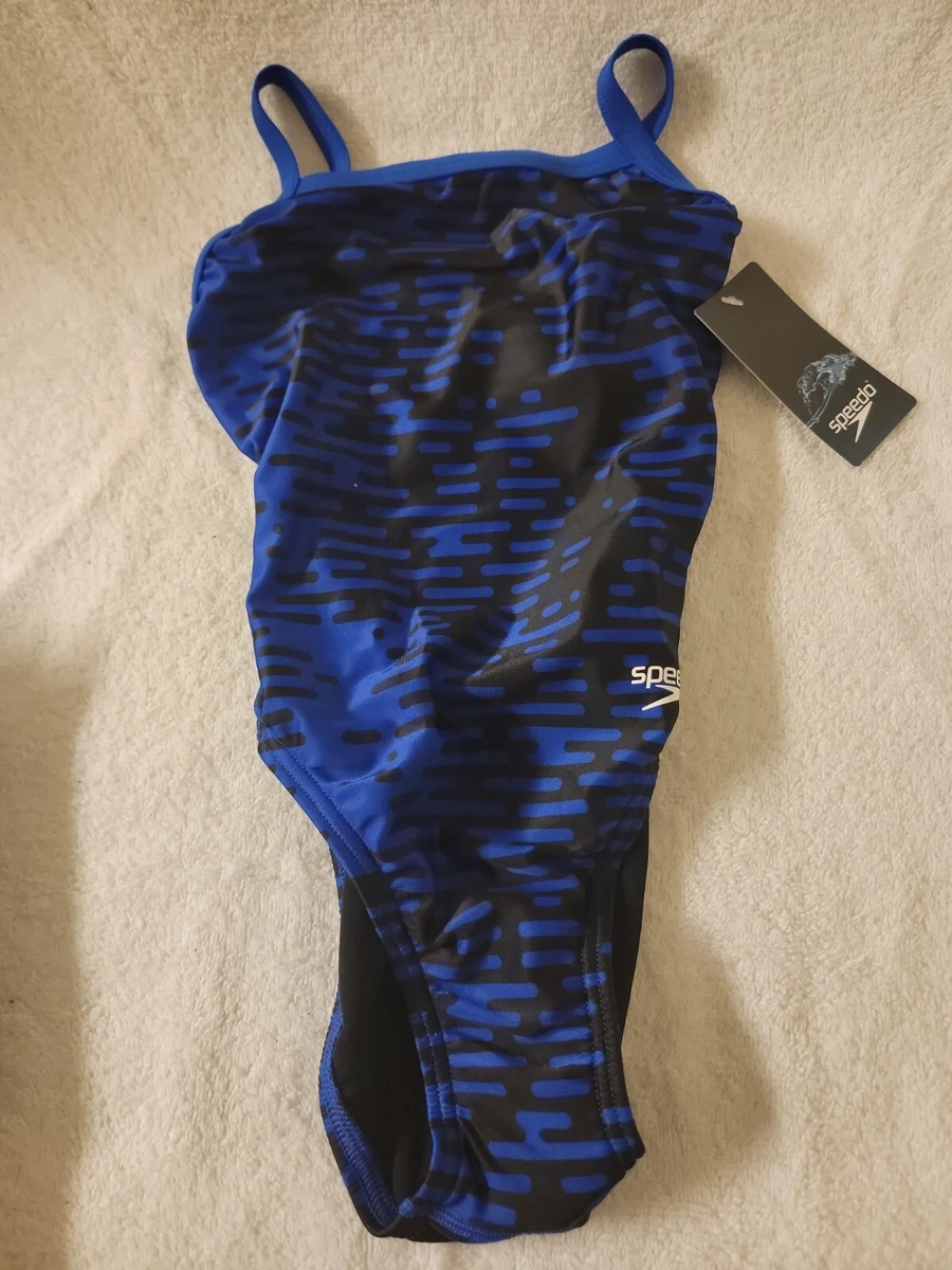 NWT GIRLS Speedo Competition Modern Matrix Flyback in Speedo Blue 431 Size 22