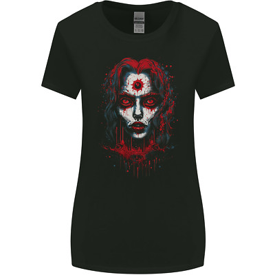 Satanic Witch Zombie Damen T-Shirt breiter geschnitten