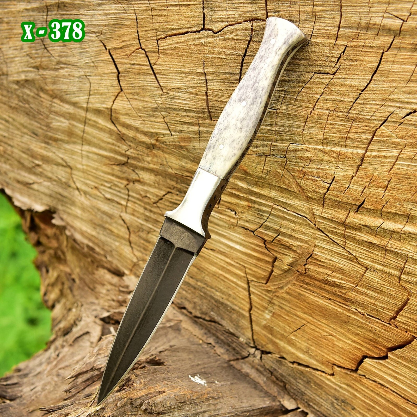 Handmade high carbon steel full tang double edge boot knife