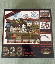 New Jigsaw Puzzle 528 Ceaco Custom Cut Out Cork Silhouette 12:09 On Time Again