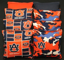 8 ALL WEATHER CORNHOLE BEANBAGS made w AUBURN TIGERS AU Fabric ACA Reg Bags