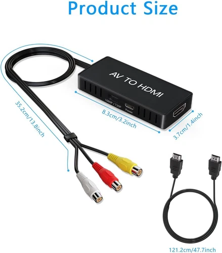 RCA zu HDMI Konverter, Analog Composite zu HDMI Adapter kompatibel Videorecorder, DVD, VHS - Bild 1 von 8