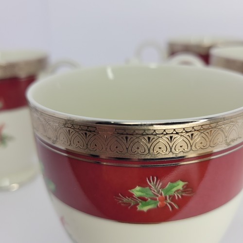 Set of 8 Mikasa Palatial Holly Platinum Mugs Holiday Christmas China Holiday - Picture 11 of 17