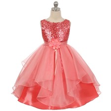 CORAL Size 12 Flower Girl Dress Party Birthday Bridesmaid Wedding Prom Recital