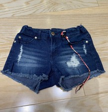 dkny kids girls distressed denim shorts, size 7
