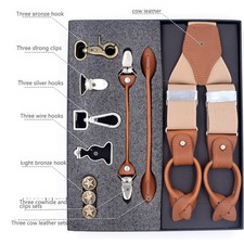 Quality Adult Trouser Braces Set DIY Harness Suspenders Formal Wear Elasticated