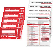 Annual Vehicle Inspection Report Forms 5 Pack with Red FMCSA Labels Aluminum, 3-