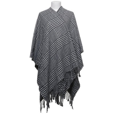 Chica London, Poncho, Größe: ONE SIZE, Schwarz/Weiß, Acryl, Hahnentritt #W0P