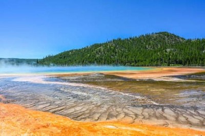 Wandbild: Ein Geysir-, Dampf- und Wasser kocht im bekannten Preserve Park [...]