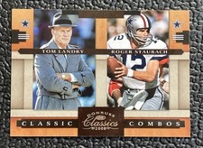 🔥ROGER STAUBACH TOM LANDRY 2008 DC CLASSIC COMBOS GOLD /100!🔥COWBOYS HOF!