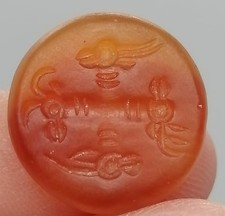 Ancient Carnelian Intaglio Seal Bead Insect Motif Engraved Round StampRare Roman