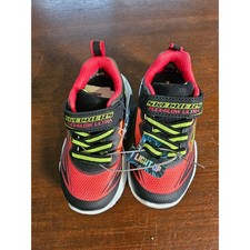 Skechers Flex-Glow Light Up Sneakers Kids 7T Red Black Light Up Athletic Shoes