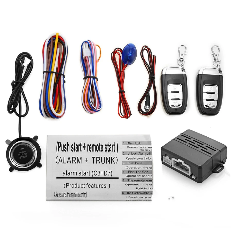 Sistema de alarma de arranque del motor de entrada remota para automóvil con botón pulsador aplicación de parada de arranque Foto 4 de 4