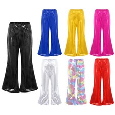 Kids Girls Sweatpants Stylish Bell-Bottom Party Pants Performance Trousers Jazz