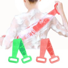2 Pcs Silicone Back Scrubber Exfoliating Bath Shower Body Brush with Handle