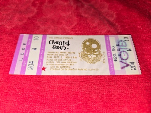VINTAGE KONZERT VOLLES TICKET FÜR DIE DANKBAREN TOTEN 2. SEPTEMBER 1990 SHORELINE AMPH - Bild 1 von 2