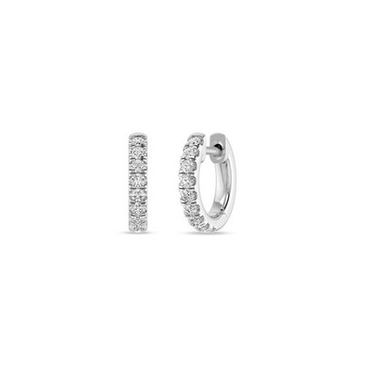 Huggie-Creolen Damen 10 kt Weißgold 0,25 kt Rundschliff natürlicher Diamant Reihe