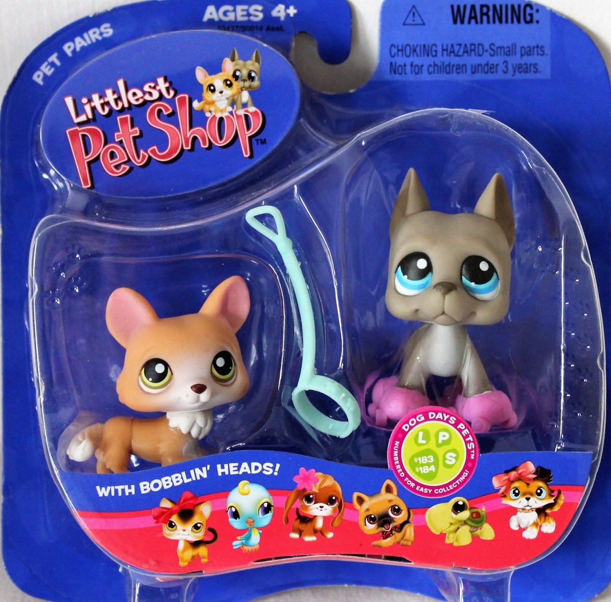 Littlest Pet Shop Great Dane Corgi Skates Pair #183 184 LPS Hasbro