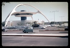 SL30 Slide 1965 LAX Theme Building Airport VW Beetle 390a