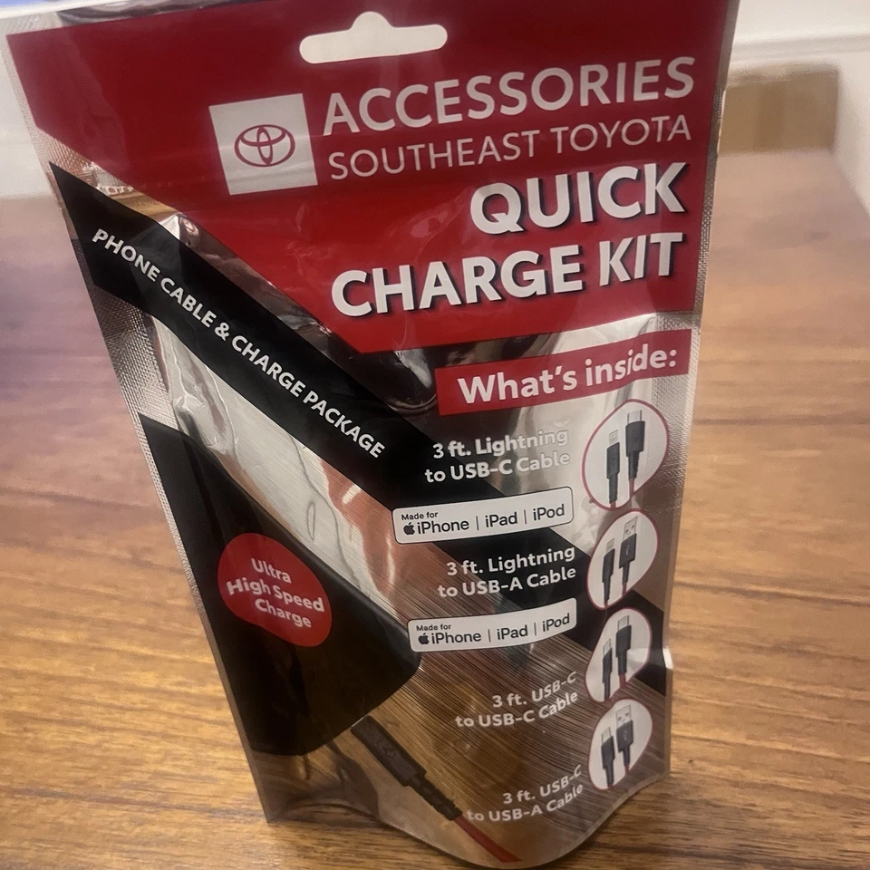 OEM Toyota Quick Charge Kit Gen8 Cables For iPhone iPad iPod 00016-00527 NEW - Image 4 of 4