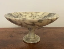 Vintage Italian Alabaster Marble Compote Fruit Bowl Centerpiece 9.75” X 5”