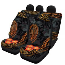 Universal Front Rear Car Seat Cover 4 Pack Full Set Frangipani Print For Women