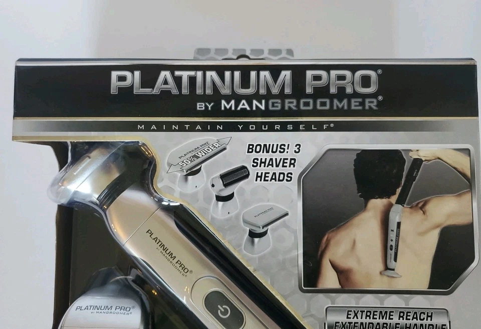 NUEVO Platinum Pro de MANGROOMER Afeitadora Trasera 3 Amortiguadores Cabezales Flexibles y Bolsa Foto 2 de 4
