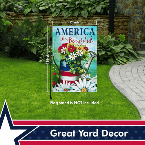 America the Beautiful USA fiori primaverili e annaffiatoio giardino patriottico - Foto 6 di 7