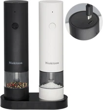 Electric Salt and Pepper Grinder Set,Automatic Pepper Mill with Adjustable Coars