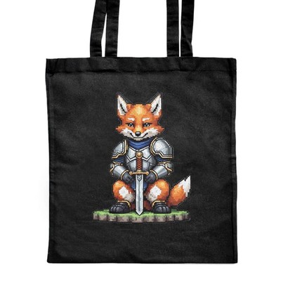 'Pixel Art Fox Knight' Classic Black Tote Shopper Tasche (ZB00033510)