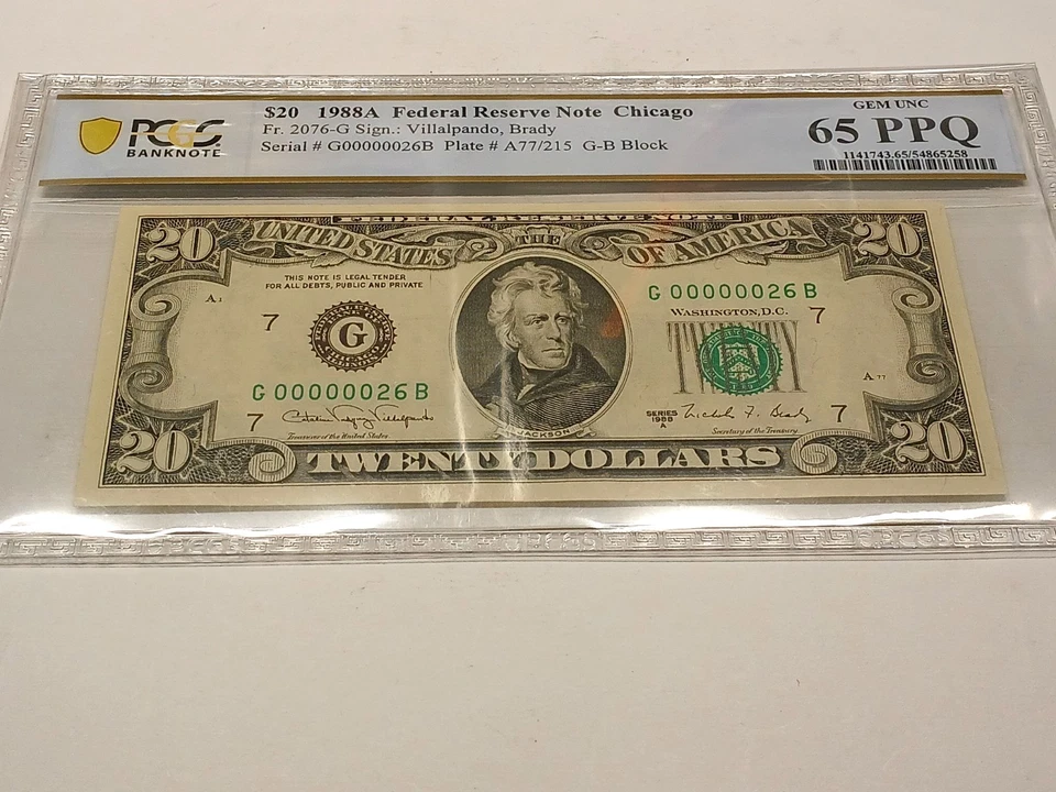 1988A $20 FRN G00000026B P.C.G.S #65PPQ USA RARE AND UNIQUE 6 ZEROs in a row!  - Image 2 of 4