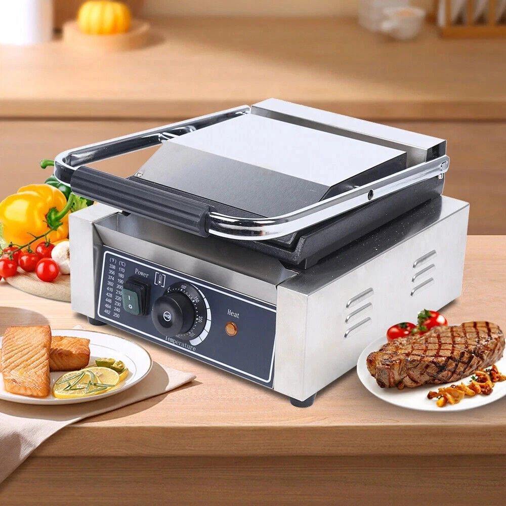 Commercial Electric Panini Press Grill Griddle Plate Flat Sandwich Steak Maker
Opens in a new window