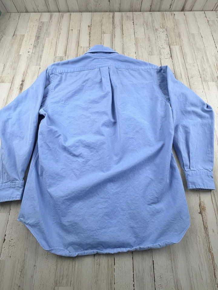 Camisa De Colección Rara POLO RALPH LAUREN Pequeña Poni Informal Botón Delantero Años 90 Azul Foto 4 de 4
