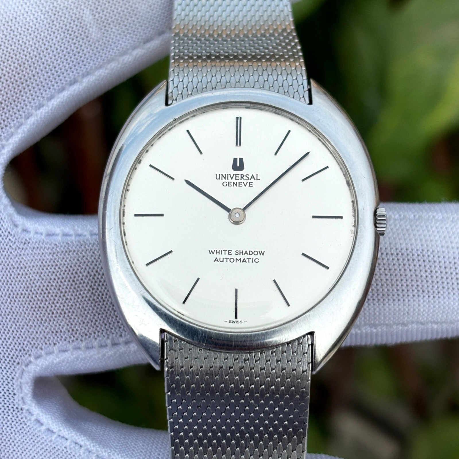 Vintage Universal Geneve White Shadow Micro-Rotor Auto Swiss Men Watch 866101/05 image 5