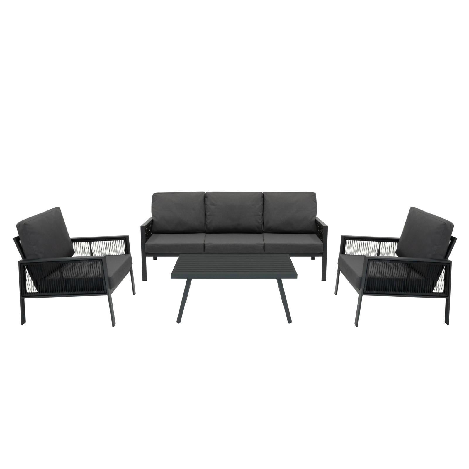 Garden Aluminium 5 Seat Furniture Set Anthracite Grey 4 Piece