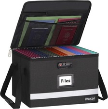 File Box with Lock - Portable File Organizer Box with Handle, Sturdy Important D