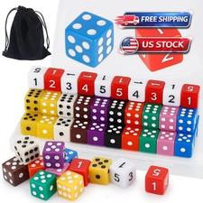 60pcs 16mm Game Bulk Dice 12 Colors Acrylic 6 Sided Dice Set for Classroom