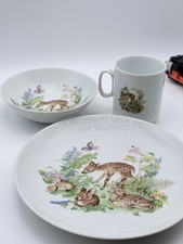 Kaiser W. Germany Vintage Child's Plate Bowl Cup Children Deer Bunny Butterfly