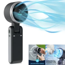 3in1 Turbo Handheld Fan 5 Speeds Foldable LED Air Cooling Fan for Outdoor Travel