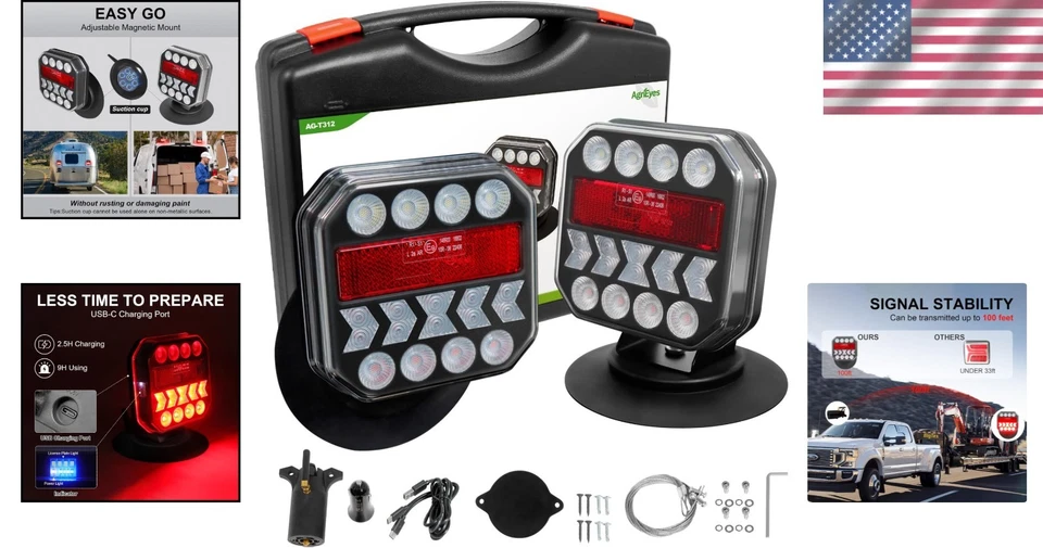 Universal Fit USB-C Rechargeable Towing Lights with Retroreflectors for Safety - Image 2 of 4