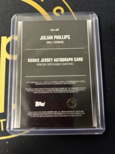 2023-24 Topps Midnight Julian Phillips Rookie Patch Autograph Auto Bulls M893 - Picture 2 of 2